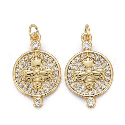 Brass Micro Pave Clear Cubic Zirconia Pendants ZIRC-Z011-16G-1