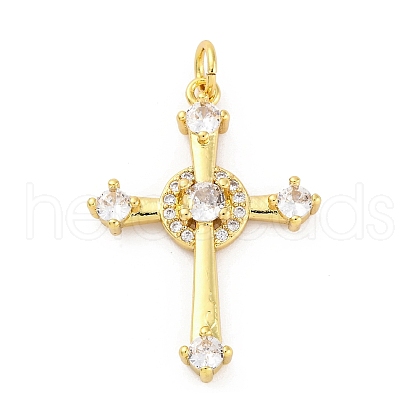 Brass Micro Pave Cubic Zirconia Pendants KK-U066-09G-1