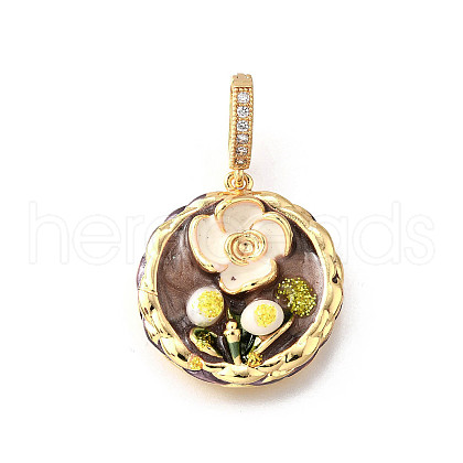 Brass Micro Pave Cubic Zirconia & Enamel Pendants KK-R222-09G-01-1