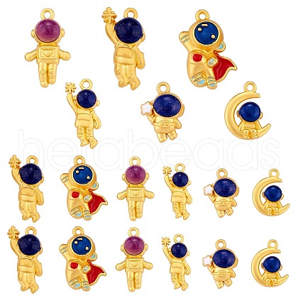 18Pcs 6 Style Rack Plating Alloy Enamel Pendants FIND-SZ0002-86-1