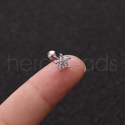 316L Surgical Stainless Steel Micro Pave Clear Cubic Zirconia Flower Cartilage Earrings WG9CD6D-40-1