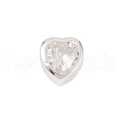 925 Sterling Silver Cubic Zirconia Heart Beads STER-F060-03S-01-1