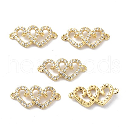 Eco-Friendly Brass Clear Cubic Zirconia Links Connectors KK-B047-19G-1
