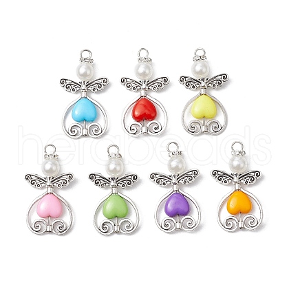 Acrylic & Plastic Imitation Pearl & Alloy Pendants PALLOY-JF03438-1