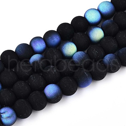 Frosted Opaque Glass Beads Strands GLAA-T032-P6mm-MBB01-1