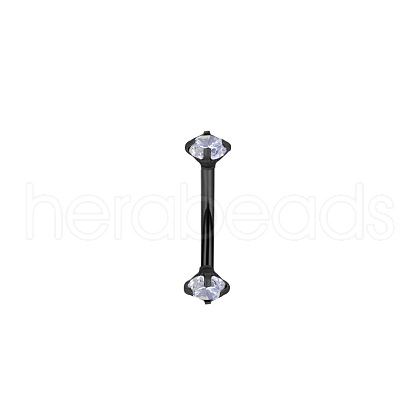 304 Stainless Steel Cubic Zirconia Eyebrow Straight Barbell Rings WG95BA1-06-1