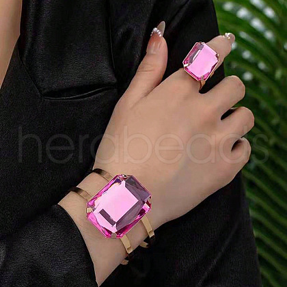 Rectangle Alloy & Acrylic Cuff Bangle & Cuff Rings Sets FS-WG08A36-04-1