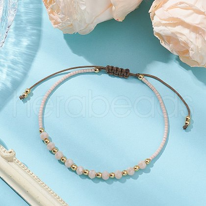 Glass Braided Bead Bracelets BJEW-JB11419-03-1