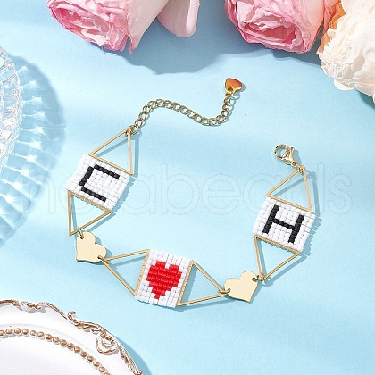 Valentine's Day 304 Stainless Steel Link Bracelets BJEW-MZ00147-1