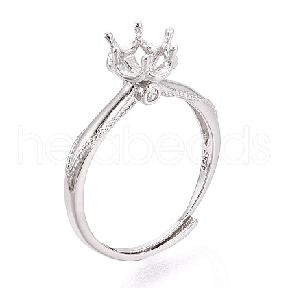 Rhodium Plated 925 Sterling Silver Micro Pave Cubic Zirconia Solitaire Ring Settings STER-T008-19P-1