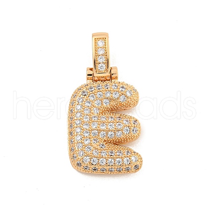 Brass Micro Pave Clear Cubic Zirconia Pendants KK-B099-01G-E-1