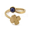 304 Stainless Steel with Natural Lapis Lazuli Ring RJEW-Z031-01E-01-2