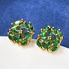 Brass Micro Pave Cubic Zirconia Stud Earrings KK-F358-02G-02-3