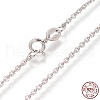 Anti-Tarnish Rhodium Plated 925 Sterling Silver Cable Chain Necklaces STER-L059-12P-3