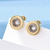 304 Stainless Steel Flat Round Stud Earrings EJEW-C099-23G-03-2