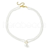 ABS Plastic Imitation Pearl Beaded Chains Double Layer Necklaces NJEW-JN04521-4