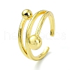 Brass with Cubic Zirconia Open Cuff Ring RJEW-B051-08G-1