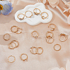 FIBLOOM 19Pcs 19 Style Alloy Open Cuff Rings Set with Rhinestone RJEW-FI0001-16-5