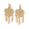 Brass Micro Pave Clear Cubic Zirconia Pendants KK-E068-VC056-2