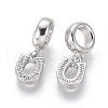 Brass Micro Pave Clear Cubic Zirconia European Dangle Charms ZIRC-G153-10P-2