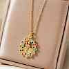 Retro Brass Pave Cubic Zirconia Saint Religion Pendant Necklaces IB9425-2-1