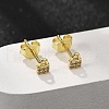 Lock S925 Sterling Silver Micro Pave Clear Cubic Zirconia Stud Earrings for Women EJEW-K307-03A-G-2