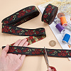 6.8M Flat Ethnic Style Polyester Jacquard Flower Ribbon OCOR-WH0082-133A-3
