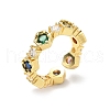 Brass Micro Pave Cubic Zirconia Open Cuff Rings RJEW-V009-10G-4