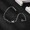 S925 Sterling Silver Micro Pave Cubic Zirconia Link & Charm Bracelets for Women BJEW-K276-02P-1