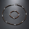 Bohemian Style Coconut Shell with Synthetic Turquoise Rondelle Beaded Necklaces & Bracelets Sets FS-WG8D889-04-1
