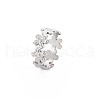 304 Stainless Steel Flower Wrap Open Cuff Ring for Women RJEW-S405-173P-2