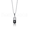Two Tone 316L Stainless Steel Pill with Cross Urn Ashes Pendant Necklace with Cable Chains BOTT-PW0001-010PEB-1