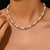 Elegant Glass Pearl Round Beaded Metal OT Necklaces for Women DC4506-2