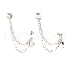 Tarnish Resistant 304 Stainless Steel Safety Chains Dangle Stud Earrings with Ear Cuff EJEW-JE04925-3