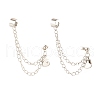 304 Stainless Steel Safety Chains Dangle Stud Earrings with Ear Cuff EJEW-JE04925-3