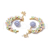 Glass Seed Beads Moon Dangle Stud Earrings EJEW-MZ00402-02-4