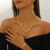 Luxurious Middle Eastern Alloy Hollow Heart Pendant Tassel Bracelets & Earrings & Necklaces & Rings Sets XT0029-2