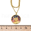 304 Stainless Steel & Plastic Colorful Flat Round Pendant Double Layer Necklaces for Women NJEW-U032-05G-5