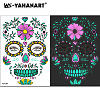 Skull with Flower Pattern Luminous Body Art Tattoos LUMI-PW0001-134D-1