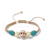 Adjustable Synthetic Dyed Turquoise & Magnesite Braided Bead Bracelets BJEW-JB10603-01-1