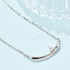 925 Sterling Silver Pave Clear Micro Pave Cubic Zirconia Boat Pendant Necklaces for Women NJEW-D315-02P-2