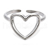 304 Stainless Steel Hollow Heart Cuff Rings RJEW-N038-122P-3