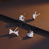 4Pcs Elegant S925 Sterling Silver Crown & Butterfly & Leaf Stud Earrings VS4444-2-2