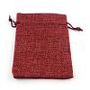 Polyester Imitation Burlap Packing Pouches Drawstring Bags ABAG-R005-14x10-06-1