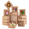BENECREAT 100Pcs Kraft Paper Storage Boxes with Visible Window CON-BC0007-24B-1
