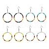 4 Pairs 4 Color Glass Seed Beaded Big Circle Dangle Earrings Set EJEW-TA00178-1