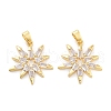 Rack Plating Brass Micro Pave Clear Cubic Zirconia Pendants KK-C063-04G-1