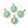Rack Plating Brass Micro Pave Cubic Zirconia with Synthetic Opal Pendants KK-D088-13G-1