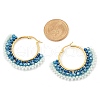 304 Stainless Steel & Bohemian Beaded Fan Hoop Earrings for Women EJEW-R001-01G-01-3