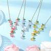 3Pcs Brass Flower Link Chain Necklace NJEW-TA00195-1